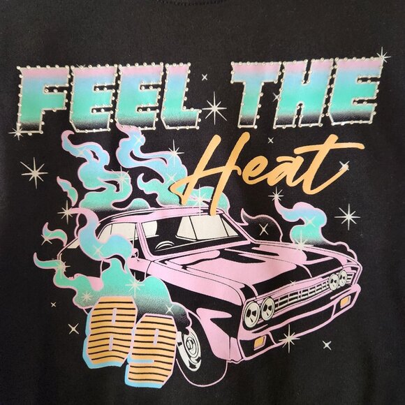 Feel The Heat Retro Graphic Sweatshirt XXS Wound Up Black Polyester/Rayon Blend - Picture 2 of 7